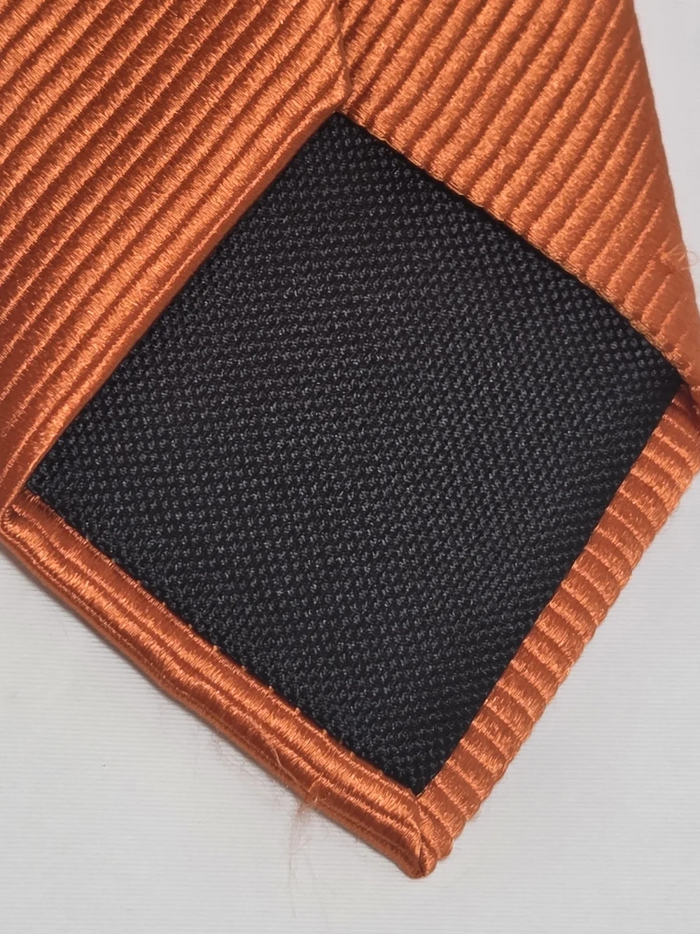 Nordstrom Men's Vibrant Solid 100% Silk Orange Ribbed Satin Repp Tie 3.25x58
